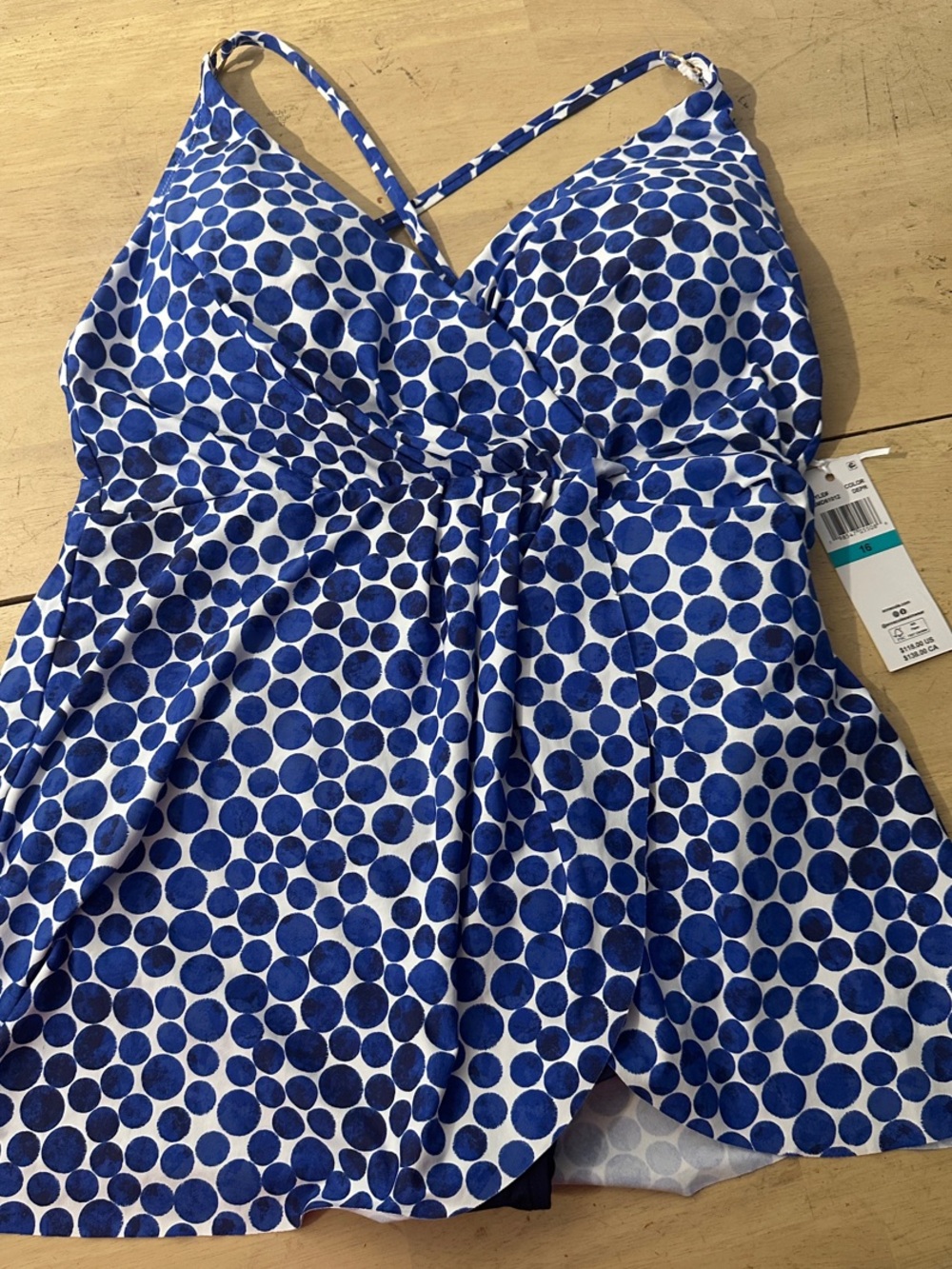 Anne Cole Blue and White Polka Dot One-Piece Swimsuit